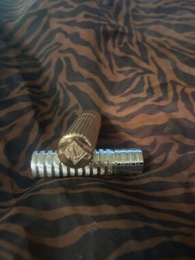 Men's Silver and Gold Metal Lipstick-Style Keychain Accessory